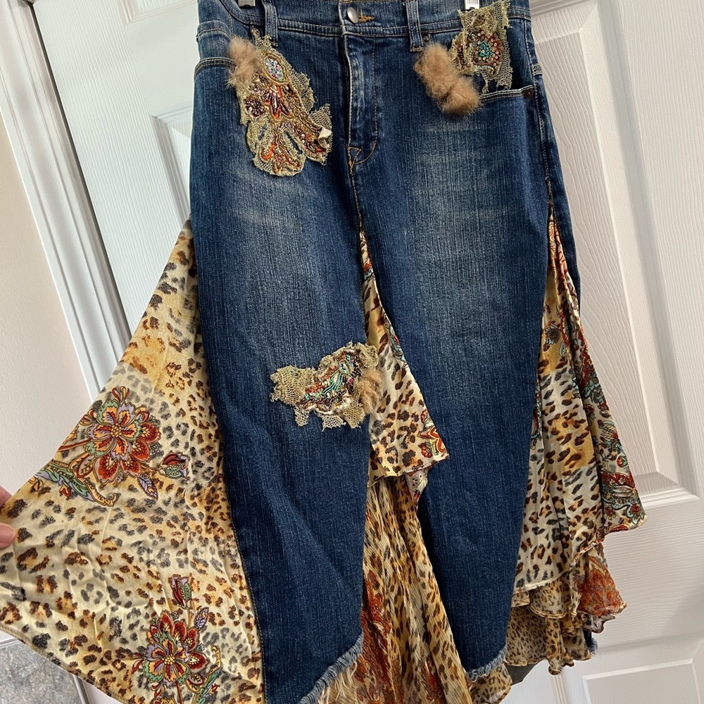 Embellished Denim Skirt by Alberto Malaki - New York- Paris- Milano